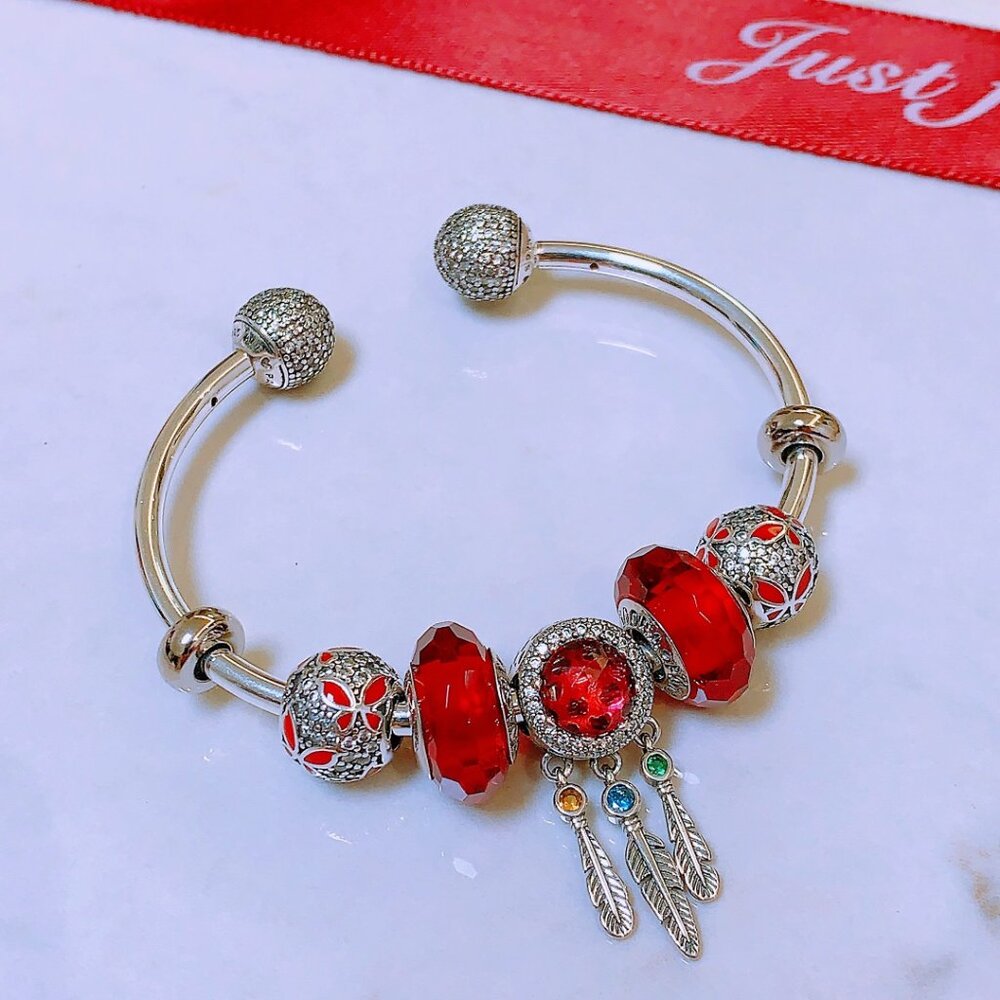 Pandora Ruby Beaded Bracelet Sterling Silver